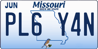 MO license plate PL6Y4N