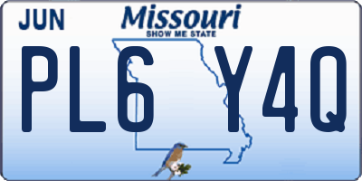 MO license plate PL6Y4Q
