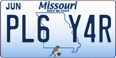 MO license plate PL6Y4R