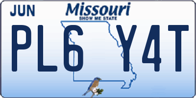 MO license plate PL6Y4T
