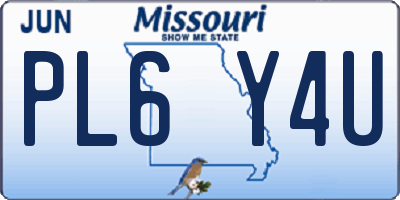 MO license plate PL6Y4U