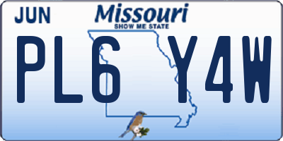 MO license plate PL6Y4W