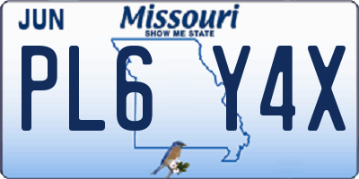 MO license plate PL6Y4X