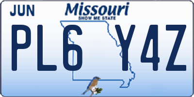 MO license plate PL6Y4Z