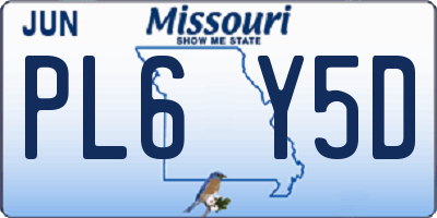 MO license plate PL6Y5D