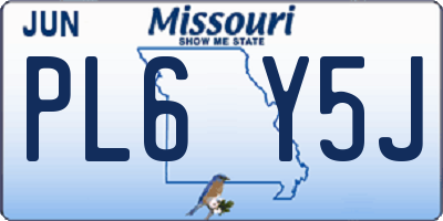 MO license plate PL6Y5J