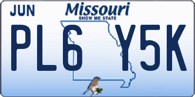 MO license plate PL6Y5K