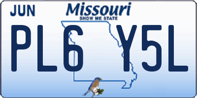 MO license plate PL6Y5L