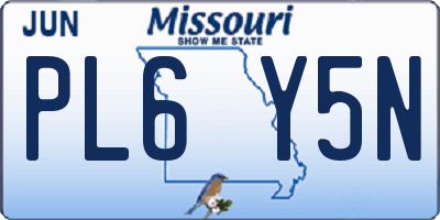 MO license plate PL6Y5N