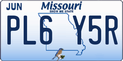 MO license plate PL6Y5R