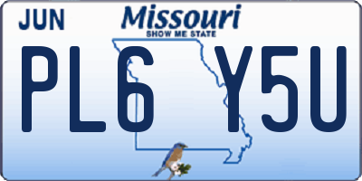 MO license plate PL6Y5U