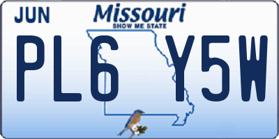 MO license plate PL6Y5W