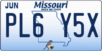 MO license plate PL6Y5X