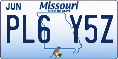 MO license plate PL6Y5Z