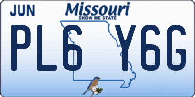 MO license plate PL6Y6G