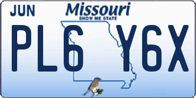 MO license plate PL6Y6X