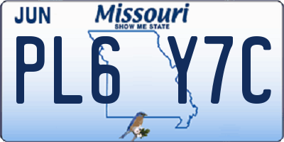MO license plate PL6Y7C