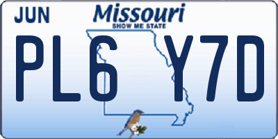 MO license plate PL6Y7D