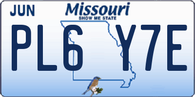 MO license plate PL6Y7E