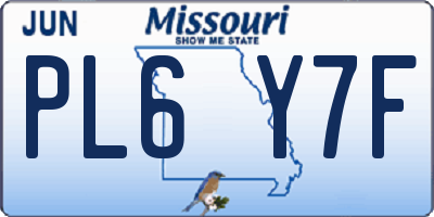 MO license plate PL6Y7F