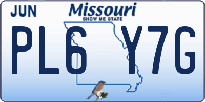 MO license plate PL6Y7G