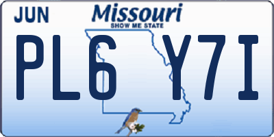 MO license plate PL6Y7I