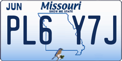 MO license plate PL6Y7J