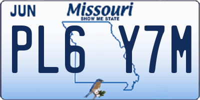 MO license plate PL6Y7M