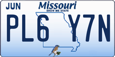 MO license plate PL6Y7N