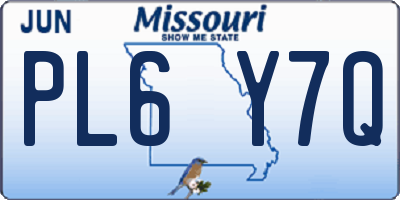 MO license plate PL6Y7Q