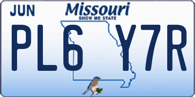 MO license plate PL6Y7R