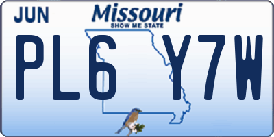 MO license plate PL6Y7W