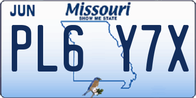 MO license plate PL6Y7X