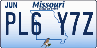 MO license plate PL6Y7Z
