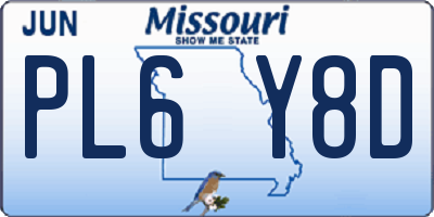 MO license plate PL6Y8D