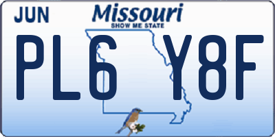 MO license plate PL6Y8F