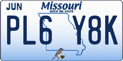 MO license plate PL6Y8K