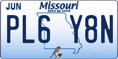 MO license plate PL6Y8N