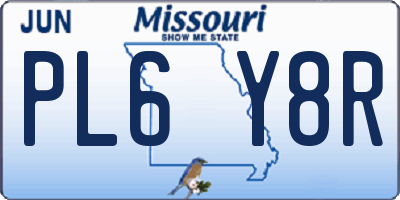 MO license plate PL6Y8R