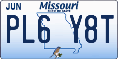 MO license plate PL6Y8T