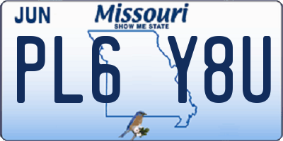 MO license plate PL6Y8U