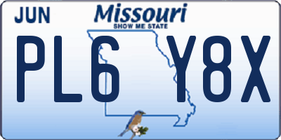 MO license plate PL6Y8X