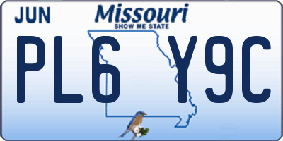 MO license plate PL6Y9C