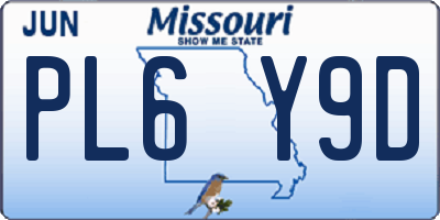 MO license plate PL6Y9D