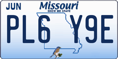 MO license plate PL6Y9E