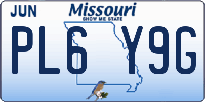 MO license plate PL6Y9G