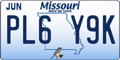 MO license plate PL6Y9K