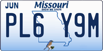 MO license plate PL6Y9M