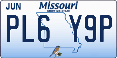MO license plate PL6Y9P
