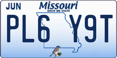 MO license plate PL6Y9T